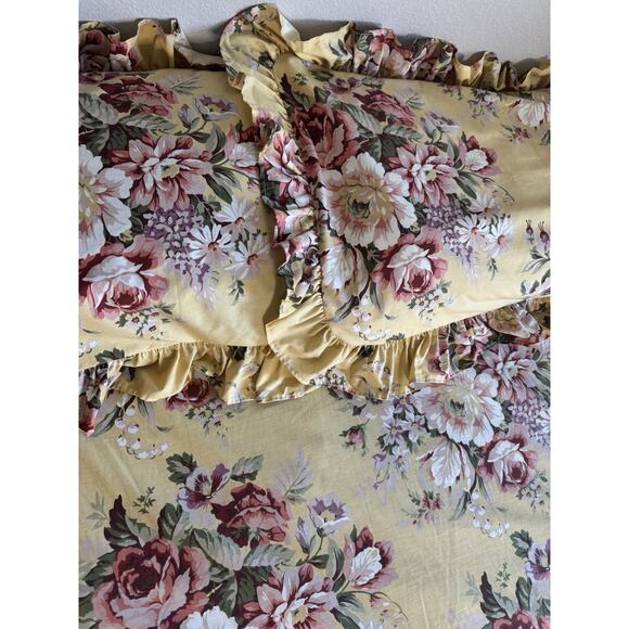 Vintage Ralph Lauren SOPHIE BROOKE King Duvet Yellow Floral/ Striped & 2 Shams - Picture 2 of 16